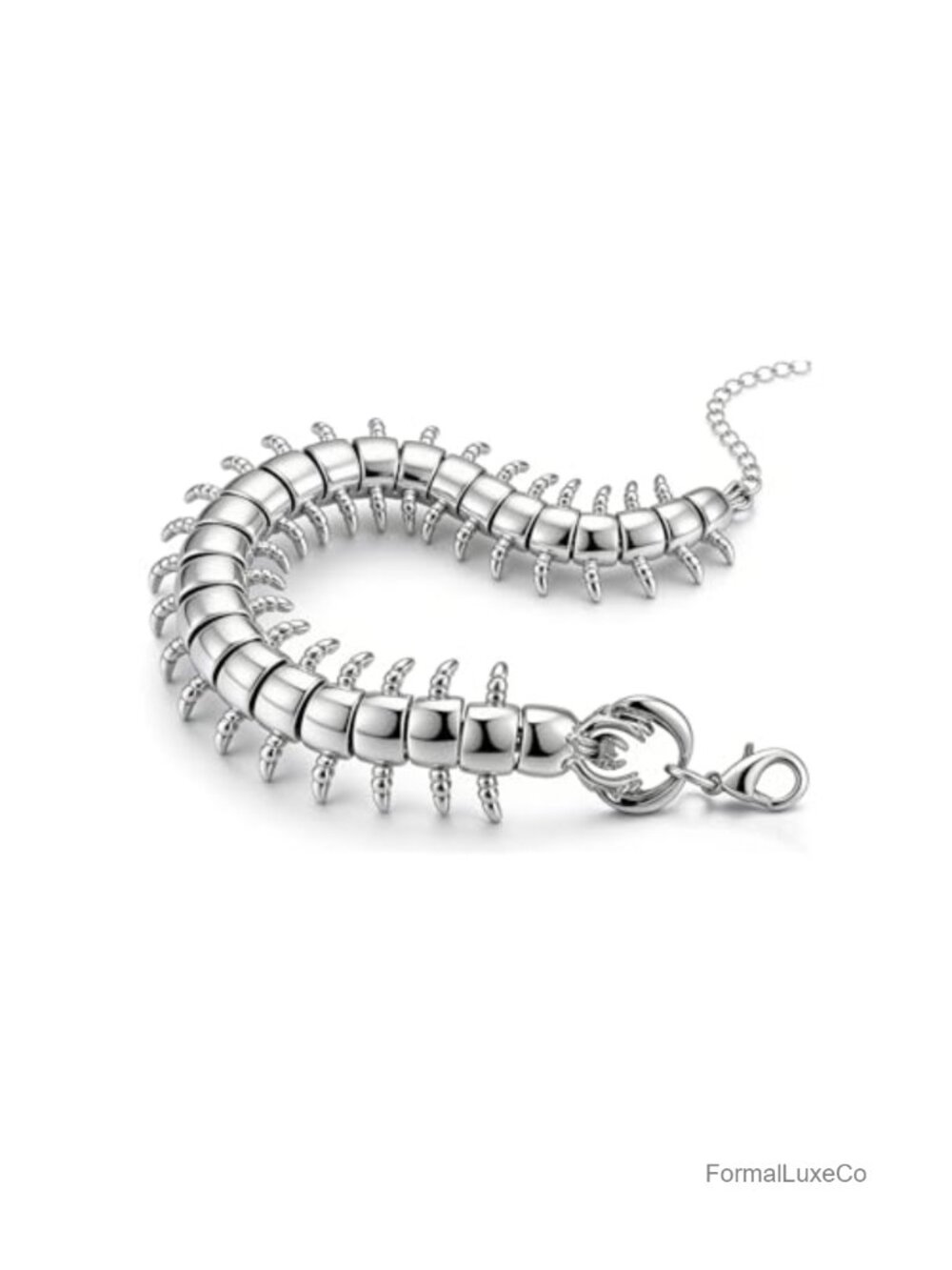 Gothic Link Bangle Bracelet Silver Stainless Steel Punk Centipede Skeleton Hand
